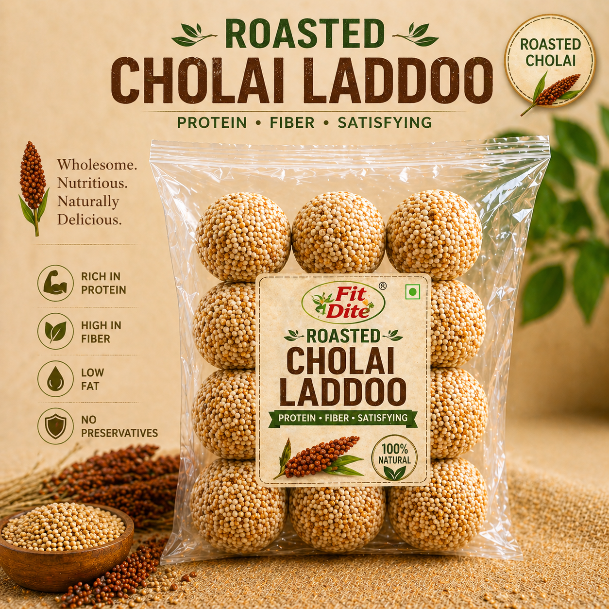 Fit4Dite Roasted Cholai Laddoo